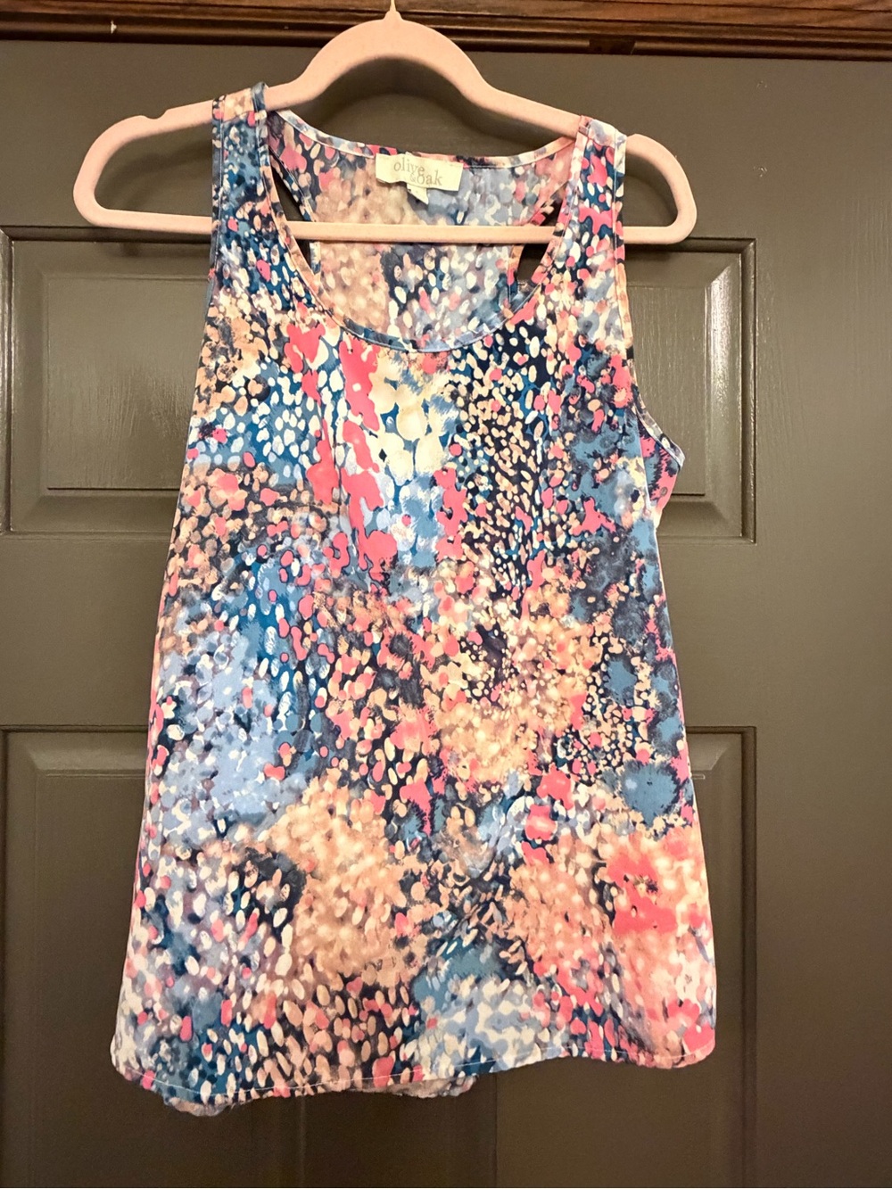 Olive & Oak Pink, Blue and Cream Watercolor Print Tank